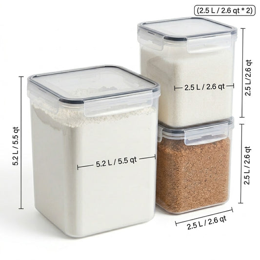 brisyvo Premium Airtight Canister Set Professional Flour & Sugar Storage Solutions Modular Pantry Organization System 100% Leak-Proof & BPA-Free