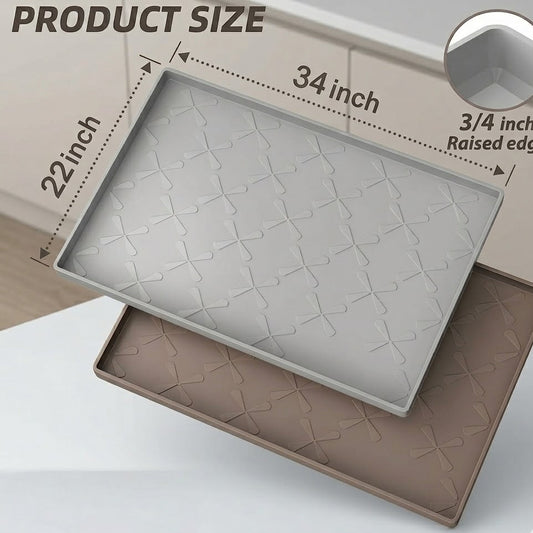 Brisyvo Premium Silicone Under Sink Liner - Waterproof Cabinet Protector Tray with 3/4" Raised Edge - Heavy Duty Kitchen Sink Mat for Leaks, Spills & Organization - Eco-Friendly Material