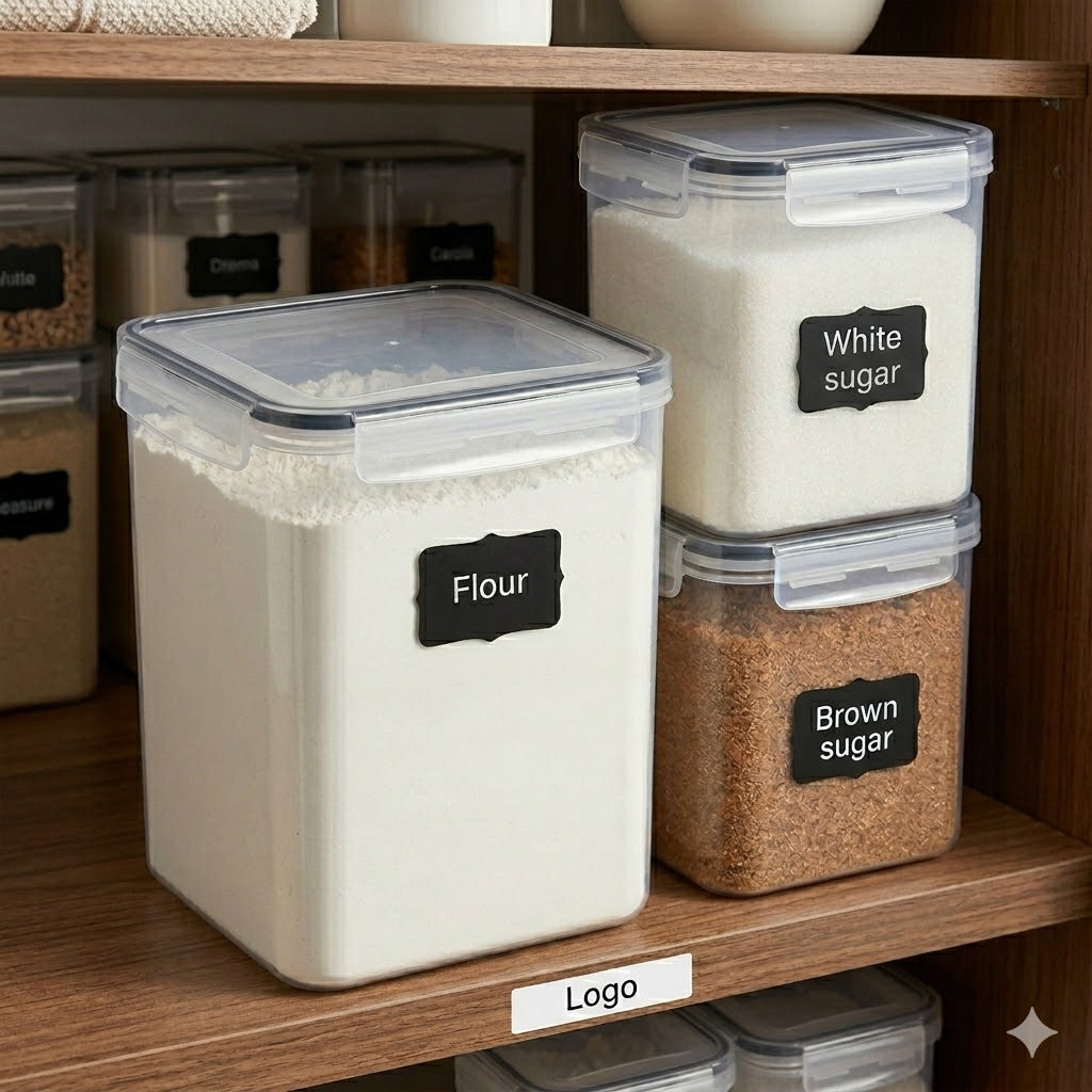 brisyvo Premium Airtight Canister Set Professional Flour & Sugar Storage Solutions Modular Pantry Organization System 100% Leak-Proof & BPA-Free