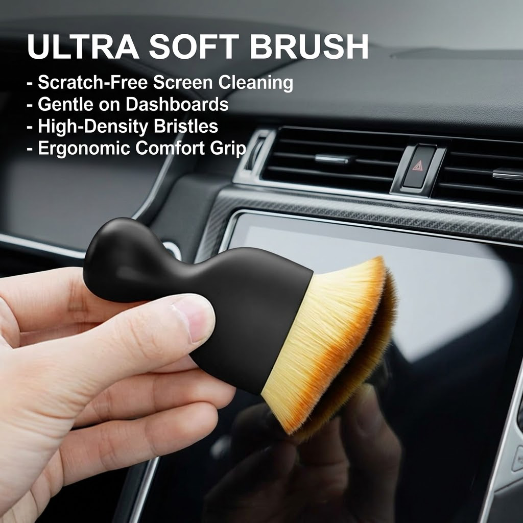 Brisyvo 4Pcs Car Detailing Brush Set for Interior & Exterior Cleaning, Premium Boar Hair Brushes, Auto Dusting & Detailing Supplies Kit
