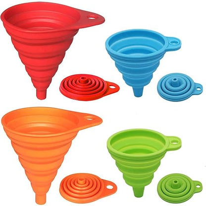 Brisyvo Collapsible Silicone Funnels for Kitchen Use - Food Grade Flexible Kitchen Funnel Set for Filling Bottles, Liquid, Powder Transfer - Space Saving & Dishwasher Safe, Multi-Colors