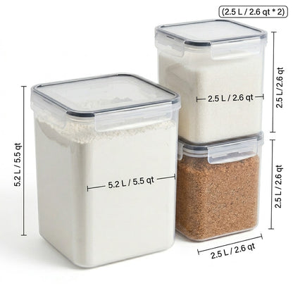 brisyvo Premium Airtight Canister Set Professional Flour & Sugar Storage Solutions Modular Pantry Organization System 100% Leak-Proof & BPA-Free