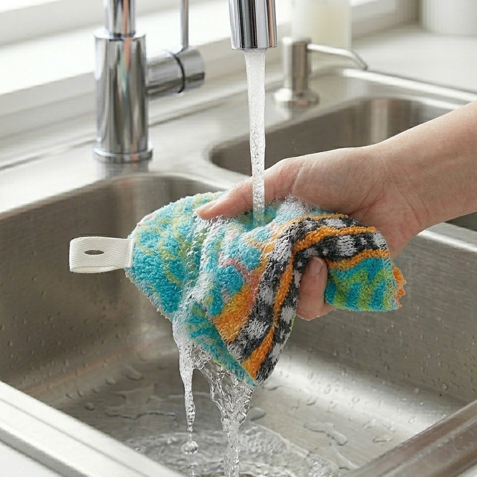 Brisyvo Ultimate Reusable Kitchen Scrubber - Anti-Grease Fast-Drying Dish Cloth - Professional Non-Stick Surface Safe Scouring Pad - Long-Lasting & Hygienic