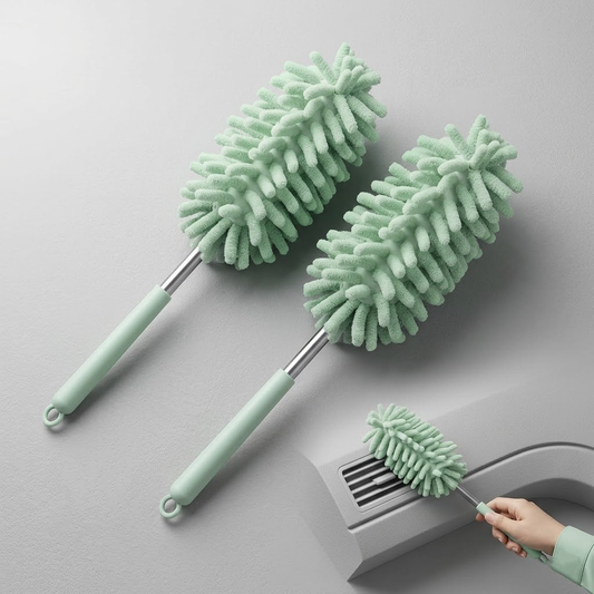 Brisyvo 2pcs Microfiber Car Duster Kit, Extendable & Flexible Interior Cleaning Wand, Scratch-Free Car Dusting Brush with Long Handle