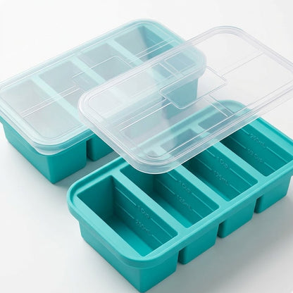 Brisyvo Silicone Soup Freezer Mold with Airtight Lid | Professional Meal Prep Portion Control Tray | Stackable & Space-Saving Refrigerator Organizer