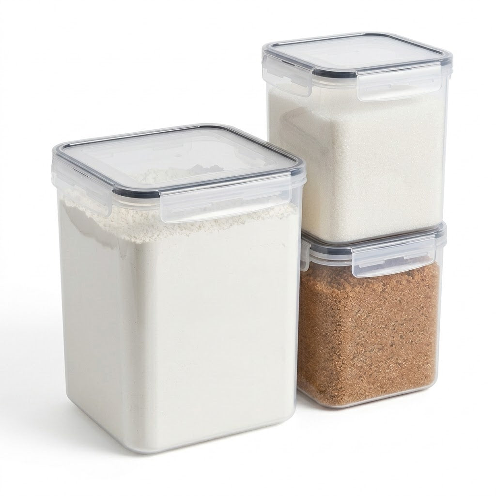 brisyvo Premium Airtight Canister Set Professional Flour & Sugar Storage Solutions Modular Pantry Organization System 100% Leak-Proof & BPA-Free