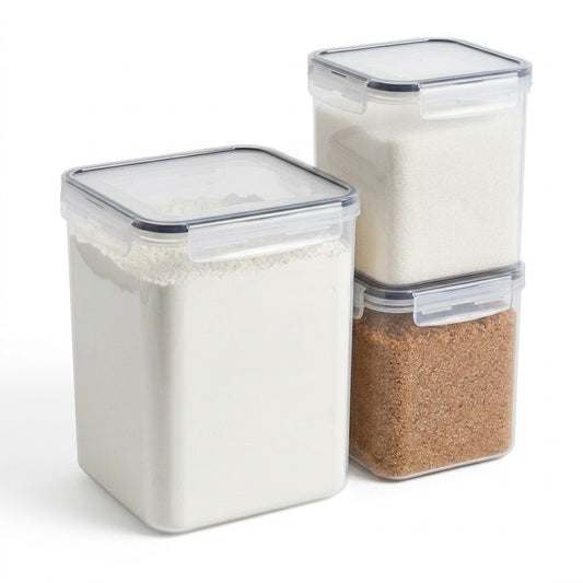 brisyvo Premium Airtight Canister Set Professional Flour & Sugar Storage Solutions Modular Pantry Organization System 100% Leak-Proof & BPA-Free