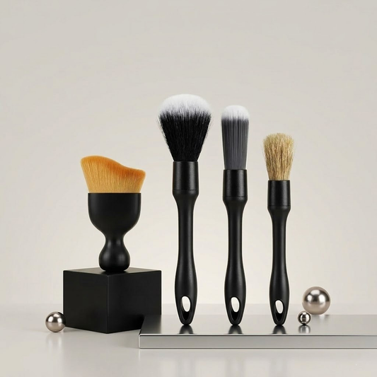 Brisyvo 4Pcs Car Detailing Brush Set for Interior & Exterior Cleaning, Premium Boar Hair Brushes, Auto Dusting & Detailing Supplies Kit
