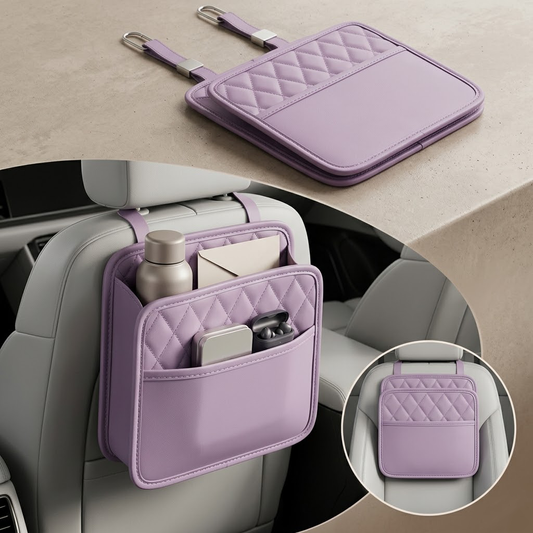 Brisyvo Car Backseat Organizer, PU Leather Car Seat Back Storage Bag with Multiple Pockets, Hanging Kick Mats Protector for Travel and Kids Accessories